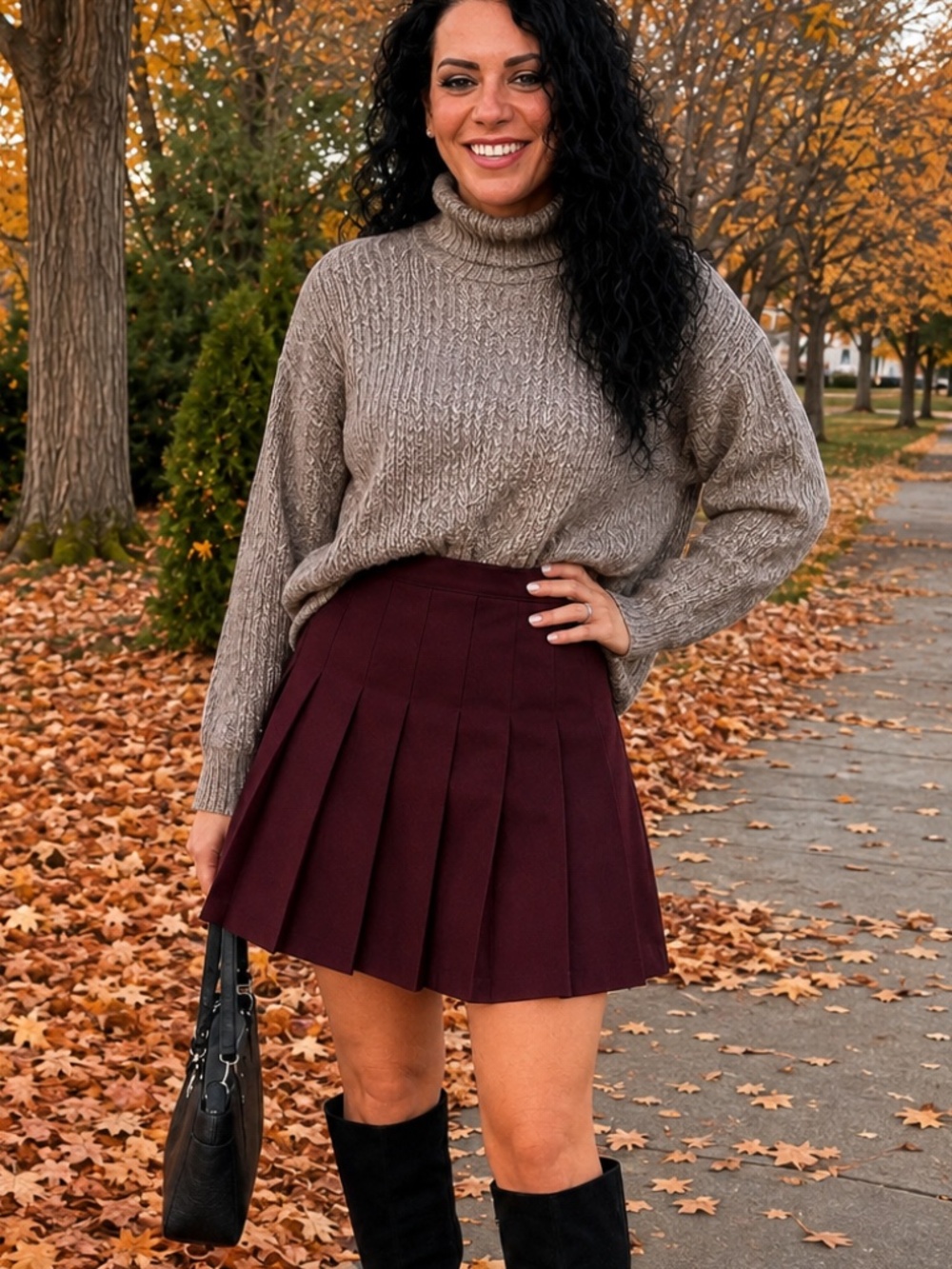 Classic American Apparel pleated skater skirt in a beautiful deep burgundy/wine